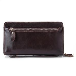 Pochette de voyage élégante en cuir véritable de qualité supérieure, unisexe, marron, avec plusieurs emplacements pour cartes, compartiment zippé pour téléphone, blocage RFID - Product Image 2