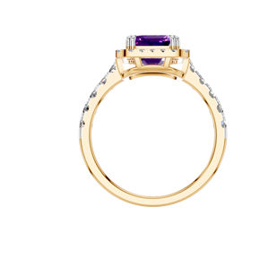 Personalizable 14K 18K oro amatista solitario Halo anillo al por mayor personalizado OEM ODM corte esmeralda clásico boda joyería IGI - Product Image 4