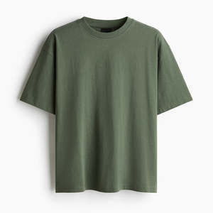 Heavy 100% Cotton Men's Short Sleeve Cropped <b>Box</b> Fit Boxy Oversize <b>Drop</b> Shoulder Solid T-Shirt - Product Image 3