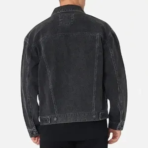 Veste d'hiver sur mesure en jean délavé effet vieilli pour homme, style streetwear vintage, patchwork, délavé à l'acide, vente en gros - Product Image 4