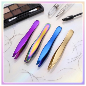 Pinzas Profesionales para Cejas de Acero Inoxidable con Punta de Precisión para Cosmética y Cuidado Personal con Agarre Antideslizante - Product Image 6