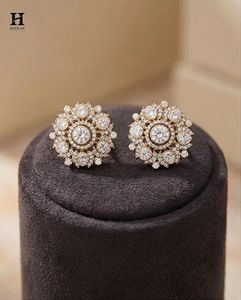 Luxury Floral Diamond Cluster <b>Stud</b> <b>Earrings</b> – 14k Gold with Certified Diamonds – <b>Fine</b> Jewelry Manufacture - Product Image 1