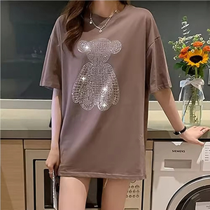 เสื้อยืดแขนสั้นลำลองคุณภาพสูงสำหรับผู้หญิง ผ้าถักกันเป็นขุย แฟชั่นสำหรับผู้หญิง สวมใส่กลางแจ้งได้ - Product Image 5