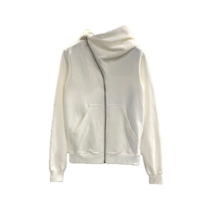 Unisex Earthy Olive <b>Brown</b> Asymmetrical Zip-Up Hoodie Premium Heavyweight Fleece Sweatshirt Featuring High Neck <b>Scarf</b> Collar - Product Image 3