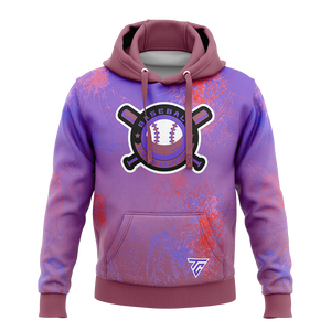 New Style Winter <b>Men's</b> Casual <b>Purple</b> Baseball Print Sublimation Hoodie Pullover <b>Sweatshirt</b> Wholesale Anti-Wrinkle Sporty Hoodies - Product Image 1