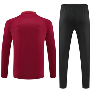 Ensemble de maillot de football pour hommes, haut à manches longues avec fermeture éclair rouge, pantalon noir, évacuation de l'humidité, respirant, séchage rapide, coupe régulière, toutes saisons - Product Image 3