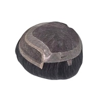 Perruque Toupet Homme en Cheveux Naturels à Lacet Frontal, Cheveux Indiens Remy Taz Hair Bangladesh, Ondulation Profonde, Trame Simple, 50% Cheveux Gris, Extension Capillaire