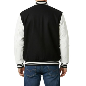 Chaqueta Varsity Personalizada al por Mayor para Hombre, Chaqueta Letterman de Lana con Mangas de Cuero, Chaqueta Bomber de Béisbol con Logotipo Bordado, OEM - Product Image 4