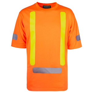 High Visibility <b>Orange</b> Reflective Safety Shirt Men Short Sleeve Workwear Quick Dry Polyester Casual Summer Top - Product Image 1
