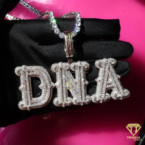 Collier pendentif de luxe DBE avec diamant de laboratoire, plaqué or 18 carats, chaîne hip-hop, bijou statement, cadeau pour femme - Product Image 5