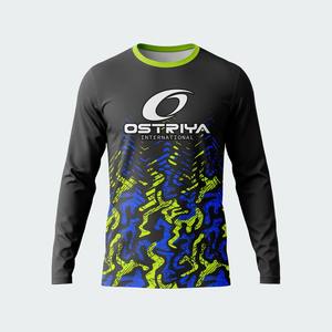 Maillot de football personnalisé de haute qualité à col rond, manches courtes/longues, imprimé par transfert thermique, couleurs personnalisées sur le devant, 100 % polyester - Product Image 1