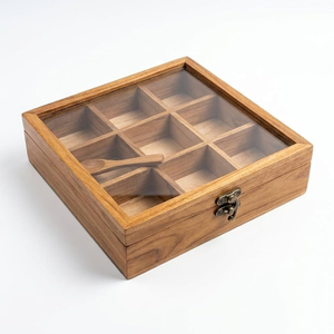 Wood Spice <b>Box</b> Triangle Shape Wood <b>Herb</b> Storage Container Customized Sale Wood Spice <b>Box</b> - Product Image 1
