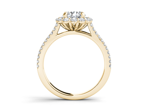 Anillo de Oro de 10k, 14k o 18k con Halo Floral y Diamante Redondo de 1 Quilate, Clásico para Mujer, Certificado IGI, Ideal para Compromiso, Aniversario o Boda - Product Image 2