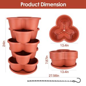 Torre da Giardino Verticale a 5 Livelli Impilabile per Esterni, Fioriere per Fragole, Fiori, Erbe e Verdure - Product Image 3