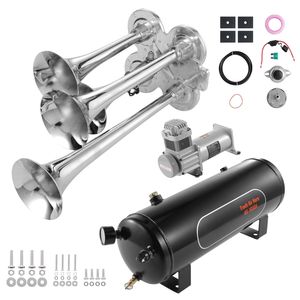 Kit de Klaxons de Train 4 Trompettes, Kit de Klaxons Pneumatiques 150 dB pour Camionnettes, Compresseur d'Air 12 V 160 psi, 2,6 Gallons/10 Litres, Avertissement de Circulation - Product Image 2
