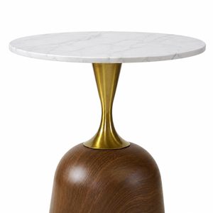 Table basse moderne gain de place avec plateau en marbre, base en bois, pied en métal doré, design industriel, étagère de rangement, meuble de salon - Product Image 1