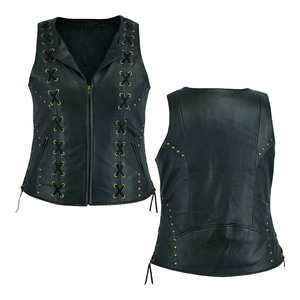Veste en cuir pour femme, prix d'usine en gros, veste en cuir de haute qualité, veste sans manches douce pour femme, veste de motard pour la conduite à moto - Product Image 3
