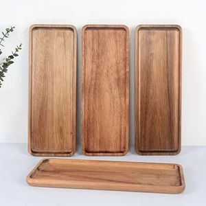 Plateau en bois d'acacia gourmet, planche de service haut de gamme, vaisselle en bois naturel, cuisine, salle à manger, restaurant, présentation alimentaire, divertissement - Product Image 2