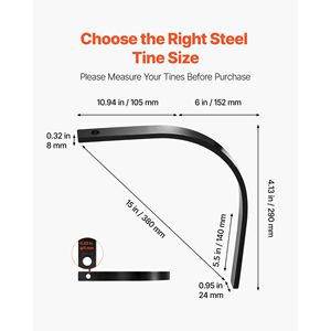 Punte per Rastrello da Giardino ad Alta Resistenza, Confezione da 6, 1 pollice x 5/16 pollici, Montaggio a Bullone, Ricambio per Rastrelli da Paesaggistica, con Foro Singolo per Bullone, Trattate Termicamente, S - Product Image 2