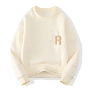 เสื้อสเวตเชิ้ตคอกลมสีน้ำตาลทรงโอเวอร์ไซส์ ปักตัวอักษร R แบบยูนิเซ็กส์ สวมใส่สบาย ผลิตจากผ้าฝ้ายถัก เหมาะสำหรับใส่ในฤดูใบไม้ร่วง - Product Image 3