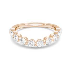 แหวนแต่งงานเพชรเลี้ยงในห้องปฏิบัติการแบบครึ่งวง 14k ทองคำ 0.80 กะรัต พร้อมแหวนซ้อนโค้งเข้าชุด ผู้ผลิตแหวนสัญญา ขายส่ง - Product Image 4