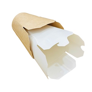 Biodegradable Food Grade Eco-friendly 2-Layer Flexo <b>Printed</b> Cylinder Self Erecting Kraft Paper Disposable Lunch & Bento Box - Product Image 4