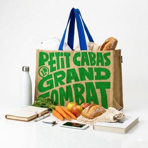 Bolsa de Compras de Yute Impresa Premium con Asas de Algodón, Reutilizable, Ecológica, para Compras y Promociones, para Uso Minorista - Product Image 3