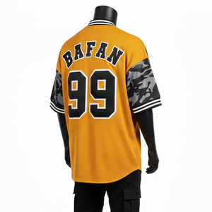 Camiseta 100% algodón para hombre, corte holgado, estampada, estilo deportivo, tipo jersey de béisbol, transpirable, con paneles de malla de poliéster y parche bordado. - Product Image 5