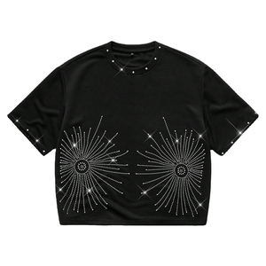 Camiseta de Manga Corta para Hombre, Diseño Nuevo, Color Marrón, Estampado Personalizado, Corte Holgado, Algodón, Diseño con Pedrería, Estilo Urbano, Casual, Verano - Product Image 1