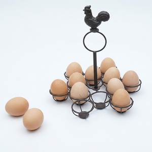 Rustic Cast Iron Rooster <b>Egg</b> Holder Rack 12 Slots Vintage Metal Wire <b>Egg</b> Storage <b>Basket</b> For Kitchen Countertop Farmhouse Decor - Product Image 1