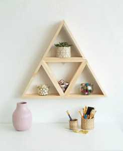 Handcrafted <b>Adjustable</b> Modern Triangle Wood Floating Wall <b>Shelf</b> Geometric Sacred Geometry Flower Pot Holder Living Room Rack - Product Image 4