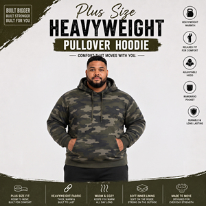 <b>Men</b> Plus Size <b>Camo</b> Printed <b>Hoodie</b> French Terry Pullover Hooded Sweatshirts Winter Wear Heavyweight Pullover Top <b>Men</b> Printed Hood - Product Image 2