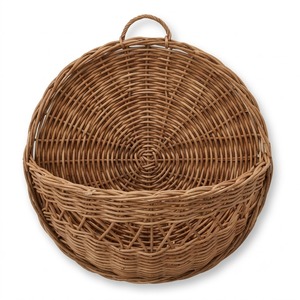 Cesta de pared de ratán ecológica al por mayor, cesta colgante de mimbre tejida a mano, organizador de almacenamiento montado en la pared con bolsillo para uso en la cocina - Product Image 5