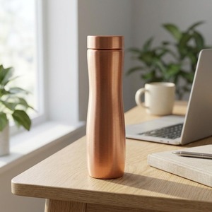 Botella de Agua de Cobre Puro 100% de la Mejor Calidad para Yoga, Meditación, Centro de Bienestar, Hidratación Ayurvédica y Salud Diaria - Product Image 3