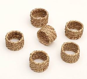 Lot d'anneaux de serviette en rotin naturel réutilisables – Accessoires de décoration de table pour mariages rustiques, dîners, banquets et repas à domicile - Product Image 2