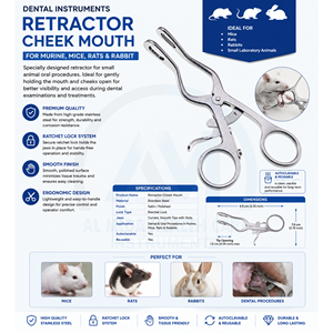 Retractor Bucal Veterinario de Acero Inoxidable para Ratones y Conejos, Manual, con Certificación CE, Instrumento de Cirugía Dental - Product Image 6