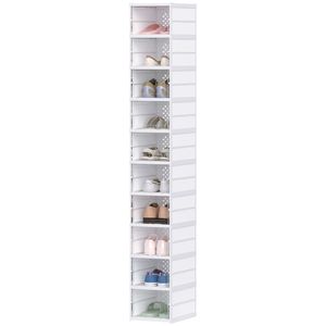 Set di 10 Scatole per Scarpe in Plastica PET Flessibili e Impilabili con Sportello Trasparente, Senza Necessità di Montaggio, Design Pieghevole, Misura 10, Bianco - Product Image 1