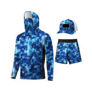 Ensemble de pêche camouflage personnalisé : Sweat à capuche à manches longues séchage rapide, short et casquette – Vêtements de sport d'extérieur - Product Image 2
