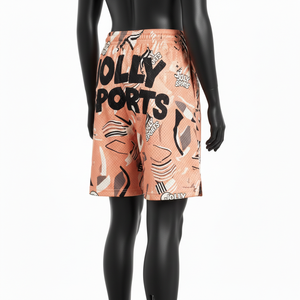 Short de basketball en maille polyester premium 180 GSM, imprimé par sublimation motif abstrait pêche, logo personnalisé - Product Image 5