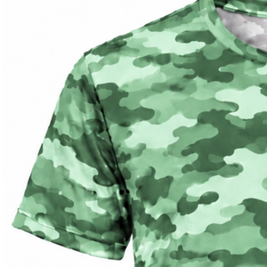 Custom Mint Green Camo T <b>Shirt</b> Men Short Sleeve Crew Neck <b>Camouflage</b> Printed Lightweight Training Fitness Running Performance - Product Image 3