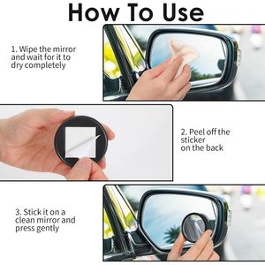 2 Pack Wide-Angle Convex <b>Side</b> View Car Mirrors Self Adhesive Blind Spot Mirrors with Adjustable Angle - Product Image 3