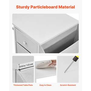 Escritorio de Computadora Moderno Reversible de 47 Pulgadas, Color Blanco, con Cajones de Tela, Marco de Metal Simple, Mesa de Estudio, Trabajo y Escritura, Mueble para PC - Product Image 5