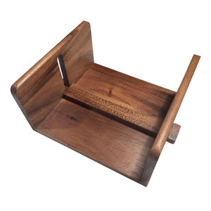 Natural Walnut Finish Solid Wood Napkin <b>Caddy</b> – Tracked Crossbar <b>Table</b> Organizer - Product Image 6