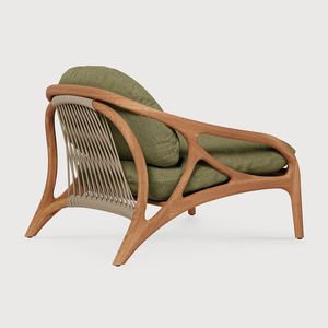 Elegant <b>Teak</b> Wood Armchair Olive Green Cushion Lounge <b>Chair</b> - Product Image 2