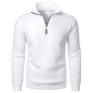 Men's <b>Navy</b> Blue Quarter Zip Sweater Knitted Solid Color Casual Stand Collar Regular Fit Autumn Wear - Product Image 5