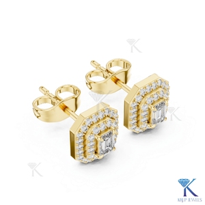 Natural Diamond Brilliant Cut Double Octagon Halo Filled IGI Certified <b>Stud</b> Earrings 14K 18K Solid Gold Luxury Women Jewelry - Product Image 5