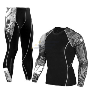 Conjunto de 2 Piezas de Ropa Deportiva para Hombre, Leggings de Gimnasio, Traje de Compresión, Ropa Deportiva para Entrenamiento, Fitness, Artes Marciales - Product Image 1