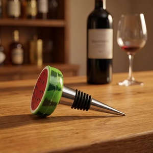 Tapón de Botella de Aleación Fundida con Diseño de Sandía Ecológico y Cubierta Antipolvo para Vino - Product Image 1