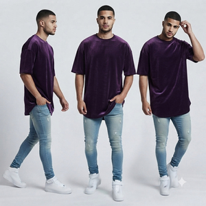 T-shirt en velours personnalisé pour homme, 100 % coton premium, coupe ample et oversize, épaules tombantes, style streetwear, OEM ODM - Product Image 6