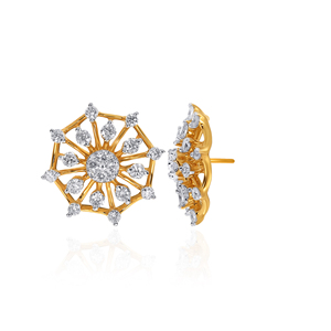 Boucles d'oreilles en or massif 14 carats avec diamants de laboratoire taille brillant rond, motif marguerite mignonne, bijoux pour femme à porter au quotidien - Product Image 3